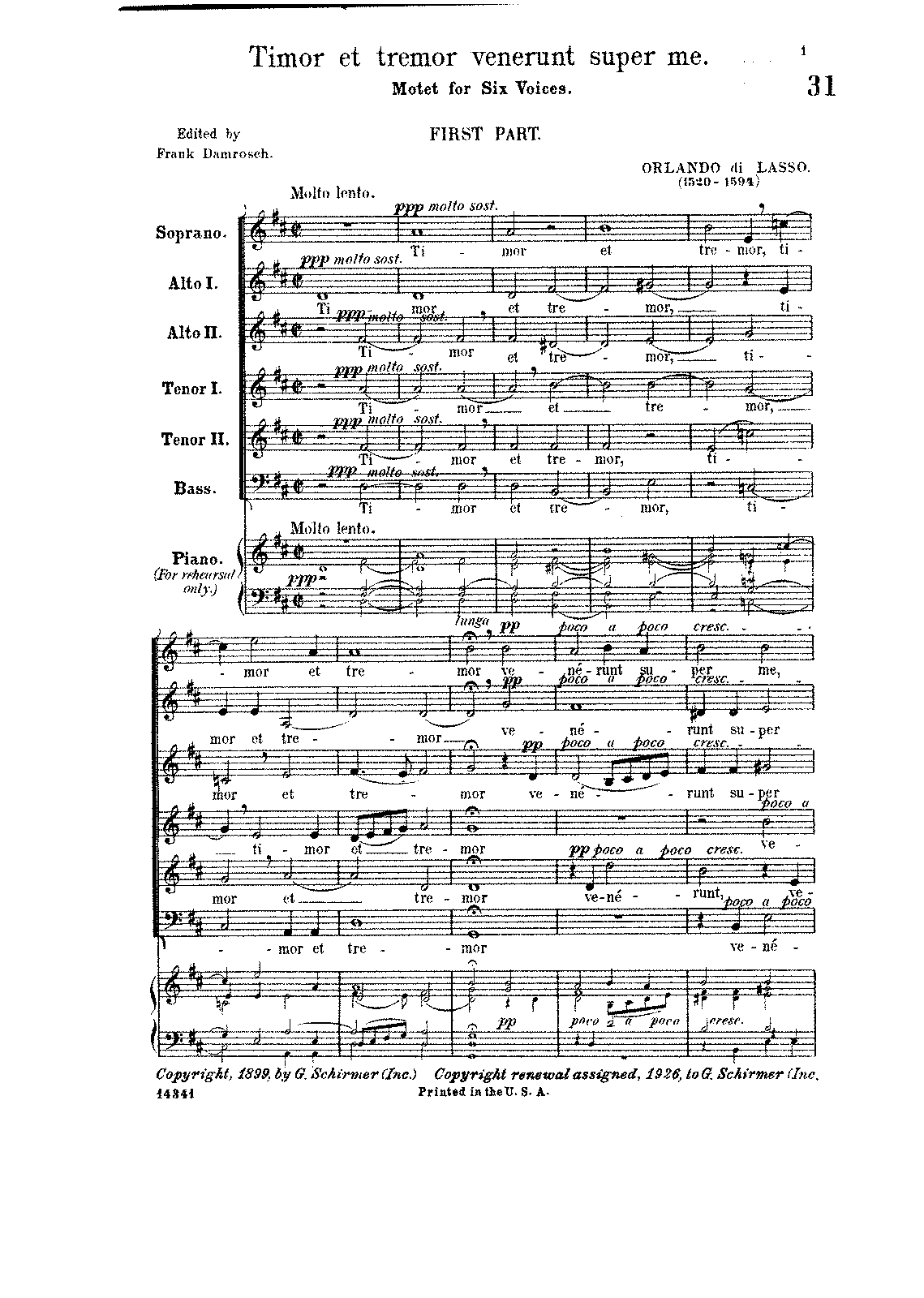 Timor et tremor, LV 194 (Lassus, Orlande de) - IMSLP