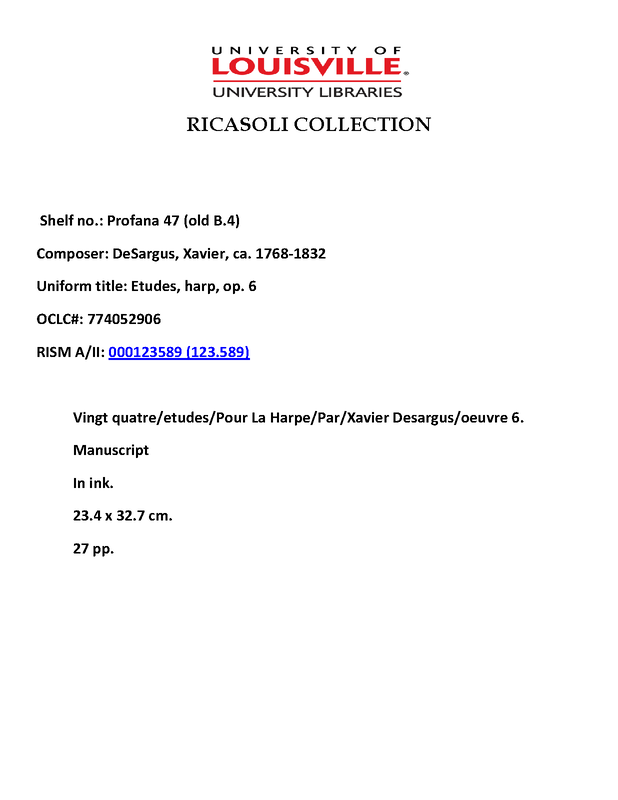 24 Etudes for Harp, Op.6