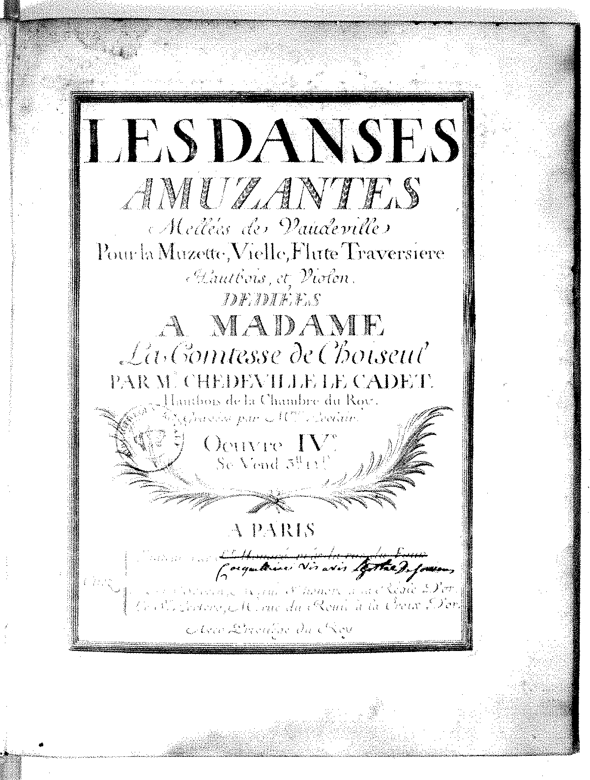 Les danses amuzantes, Op.4 (Chédeville, Nicolas) - IMSLP: Free Sheet ...