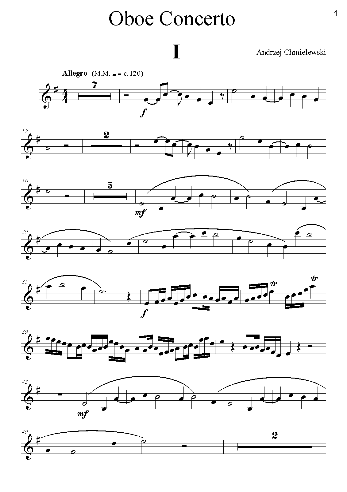 Oboe Concerto (Chmielewski, Andrzej) IMSLP Free Sheet Music PDF Download