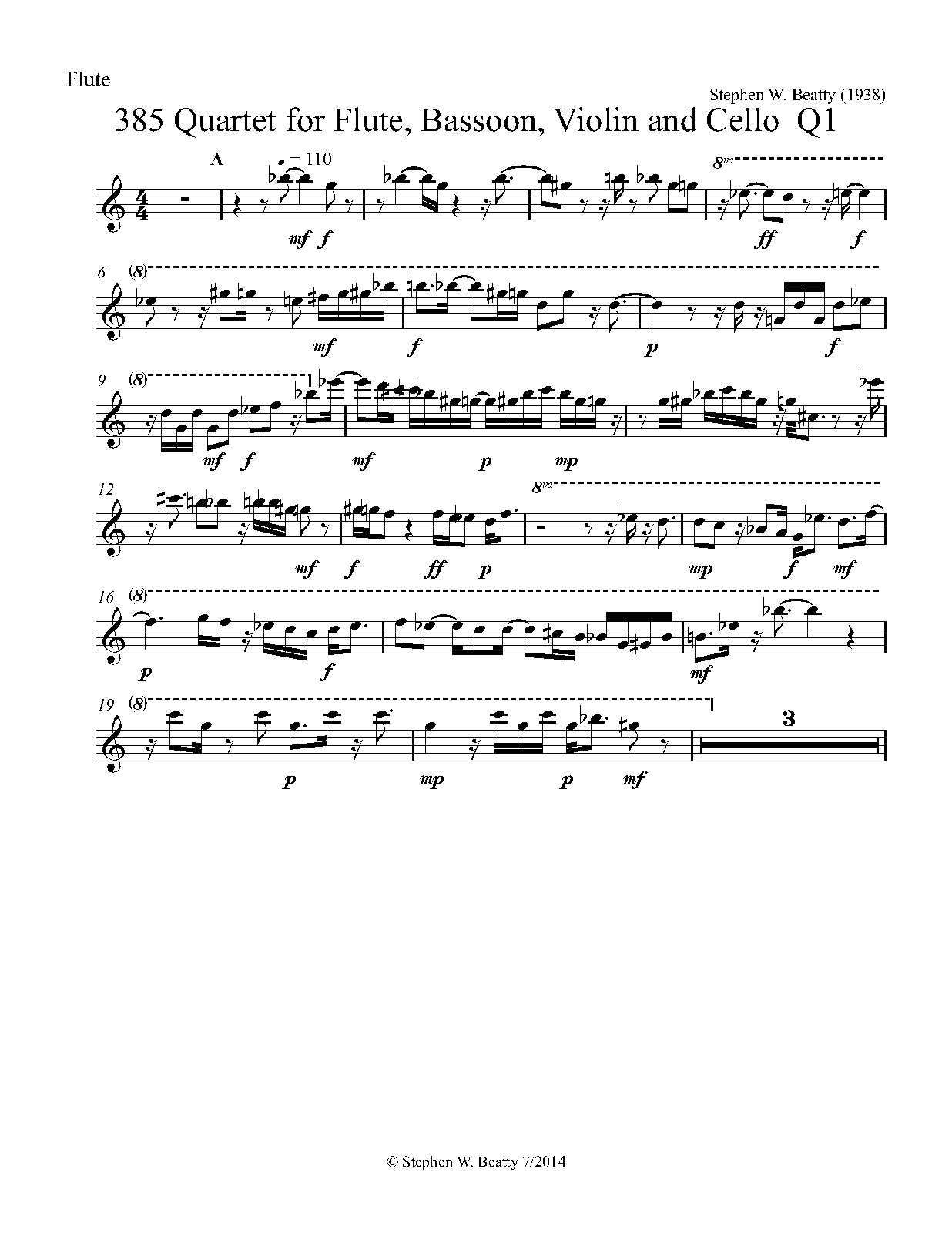 Quartet for Flute, Bassoon, Violin and Cello, Op.385 (Beatty, Stephen W