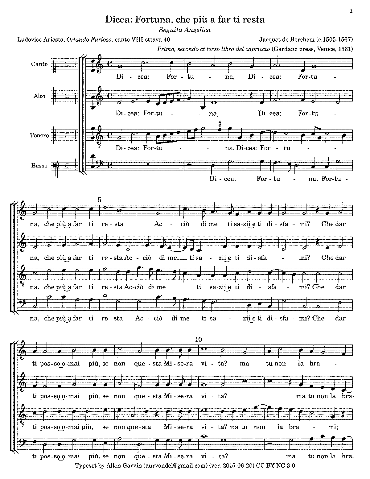 Dicea: Fortuna, che più a far ti resta (Berchem, Jacquet de) - IMSLP