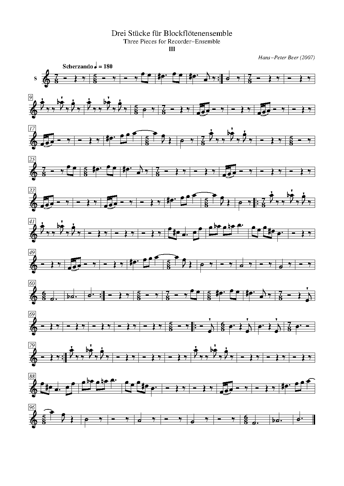 3 Songs for Recorder Ensemble (Beer, HansPeter) IMSLP