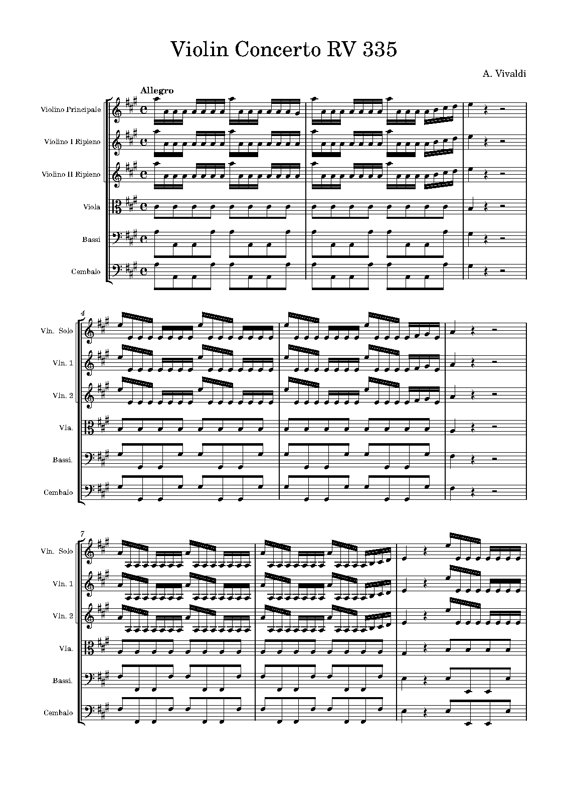 Violin Concerto in A major