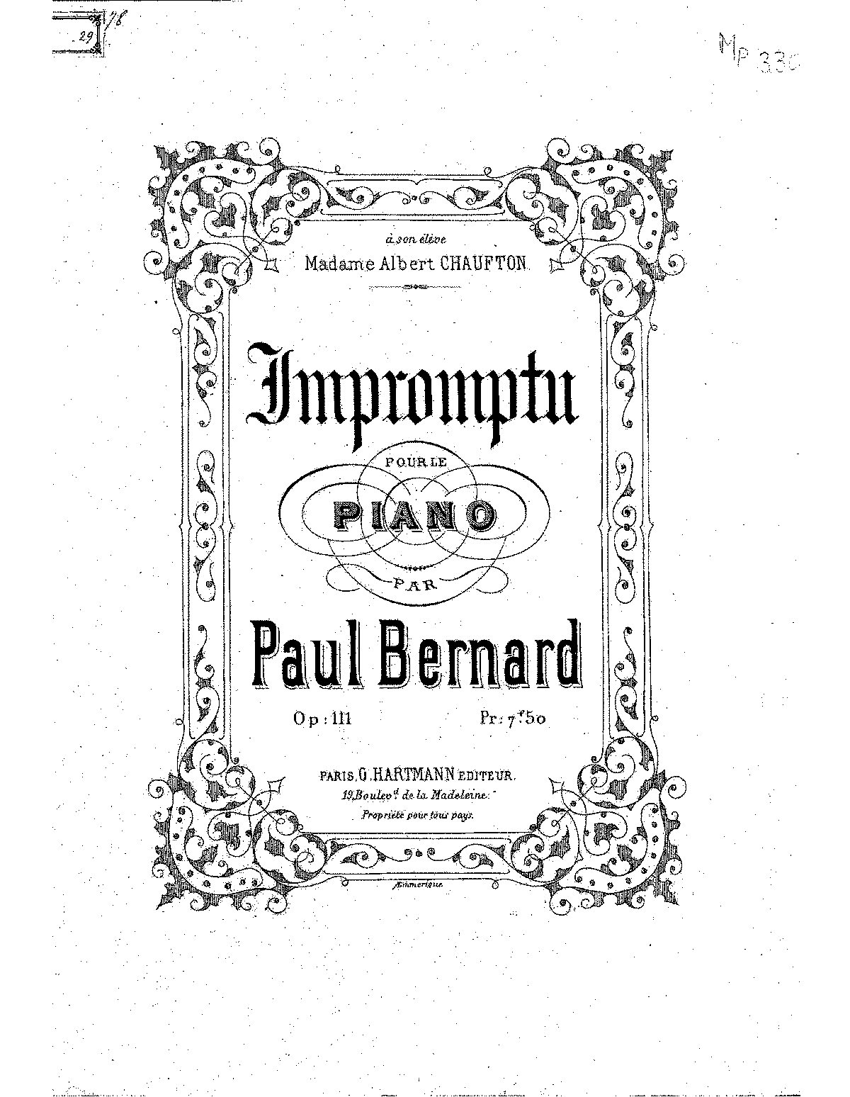 Impromptu, Op.111 (Bernard, Paul) - IMSLP