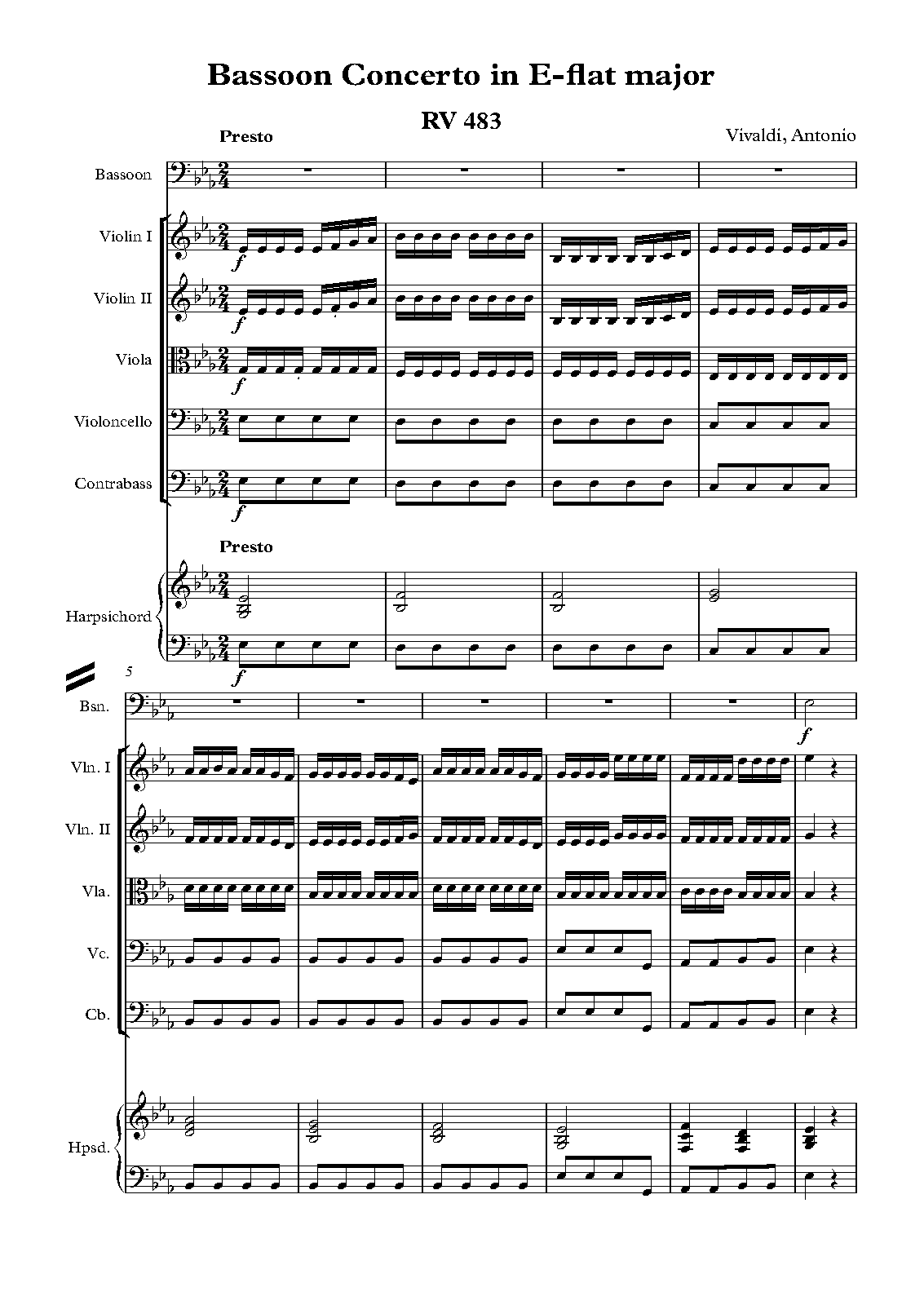 Bassoon Concerto in Eflat major, RV 483 (Vivaldi, Antonio) IMSLP