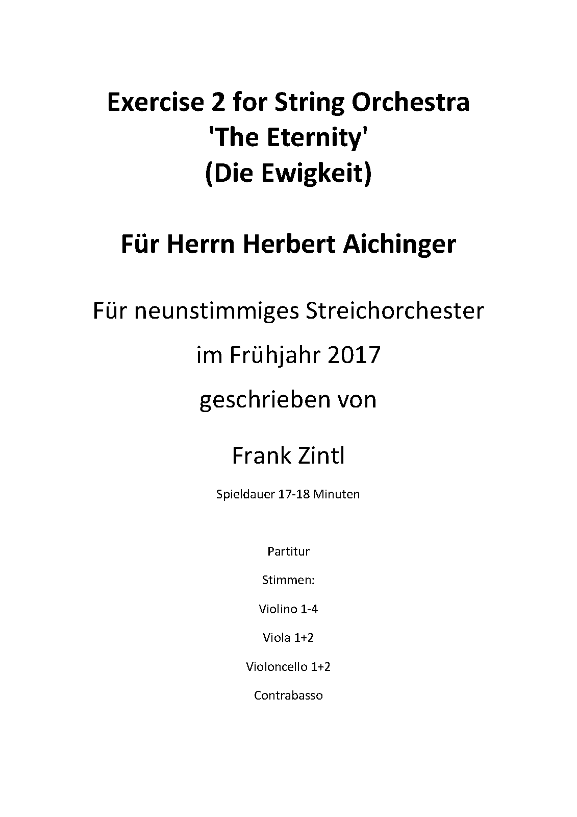 Exercise 2 for String Orchestra (Zintl, Frank) IMSLP