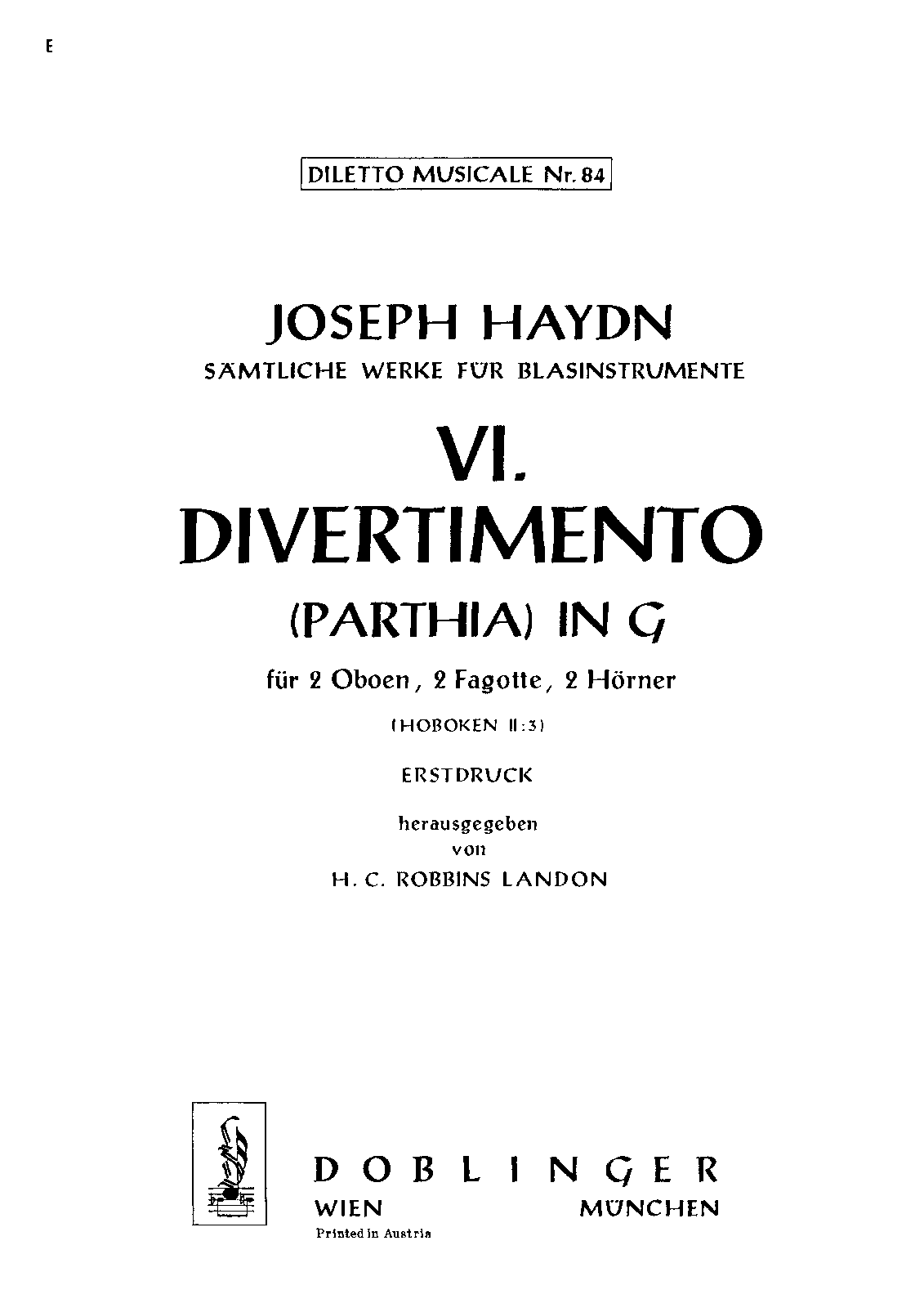 Divertimento, Hob.II:3