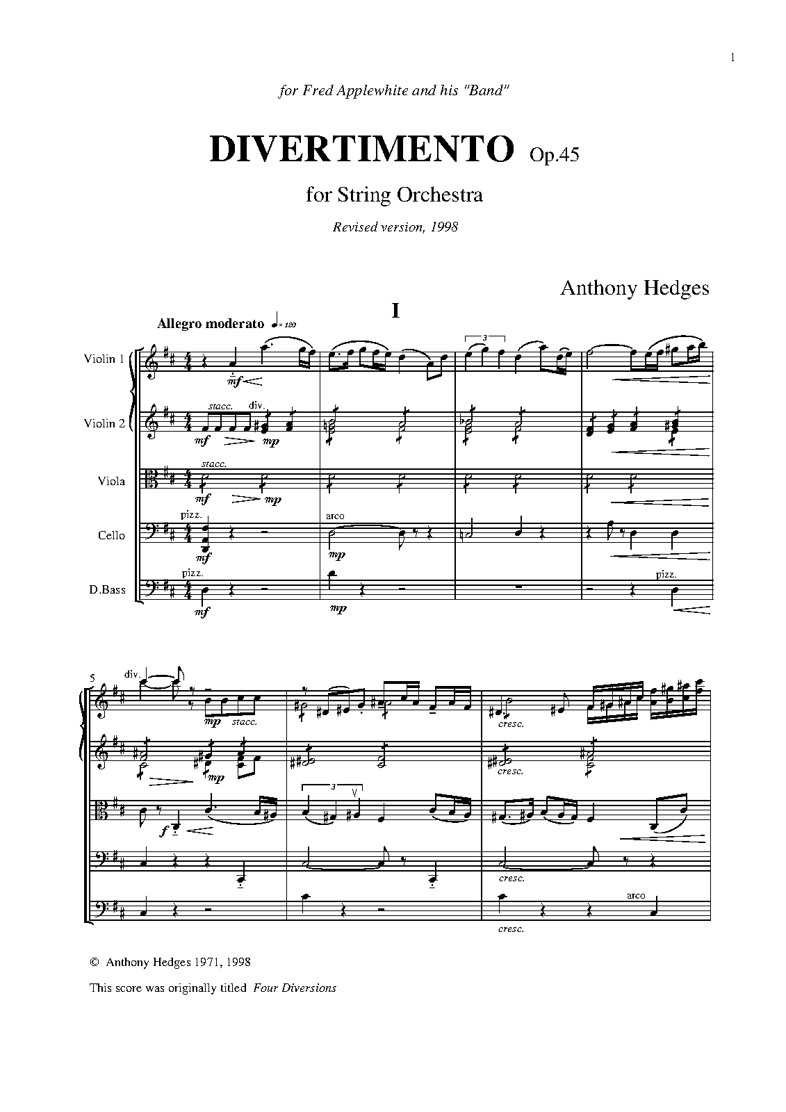 Divertimento for String Orchestra, Op.45 (Hedges, Anthony) IMSLP