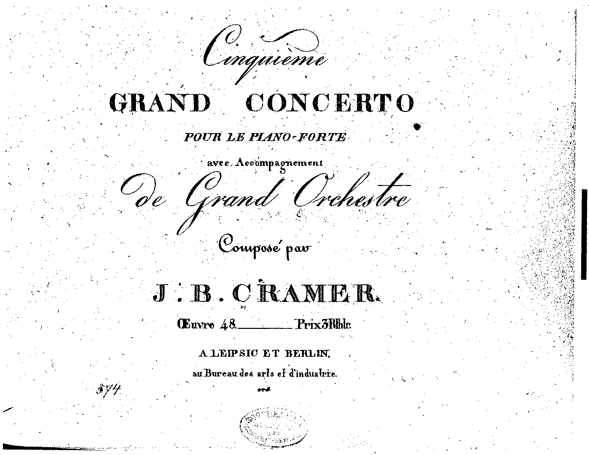 Piano Concerto No.5, Op.48 (Cramer, Johann Baptist) - IMSLP: Free Sheet ...