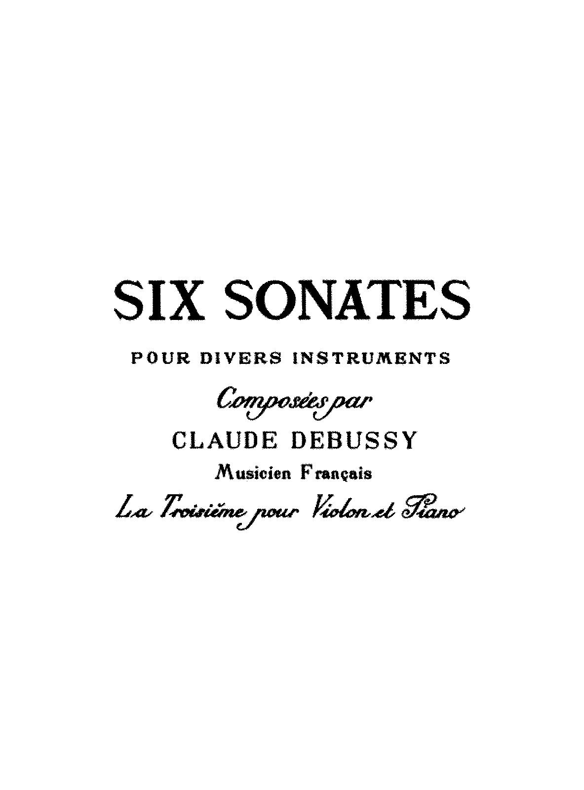 Violin Sonata (Debussy, Claude) IMSLP Free Sheet Music PDF Download