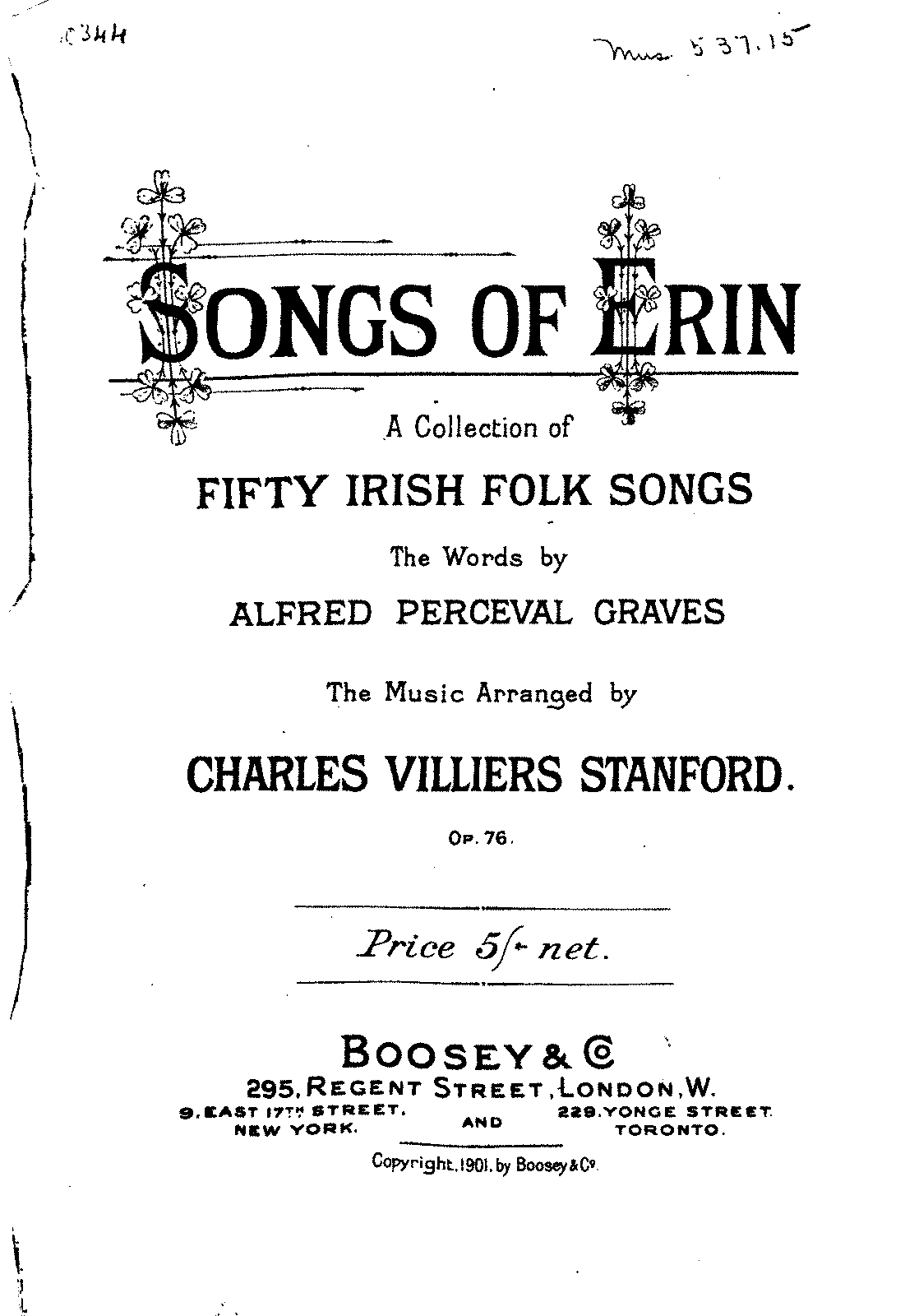 Songs Of Erin, Op.76 (stanford, Charles Villiers) - Imslp