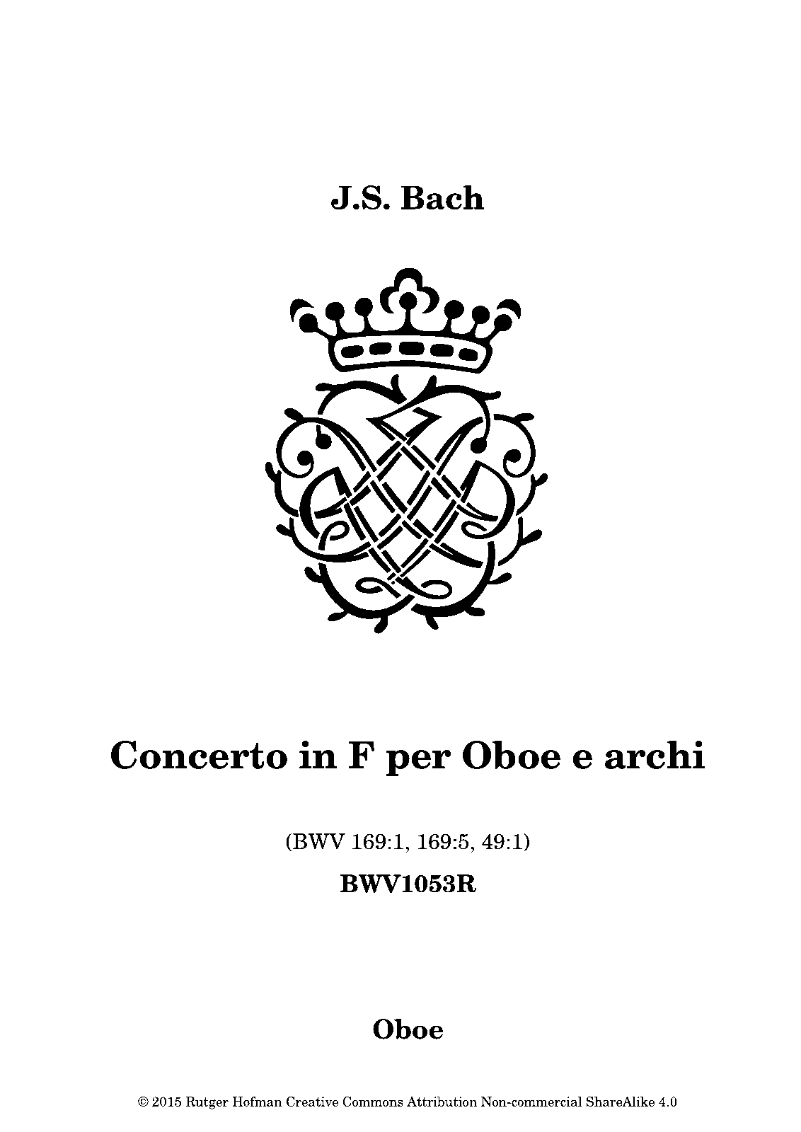 Oboe Concerto in F major, BWV 1053R (Bach, Johann Sebastian) IMSLP