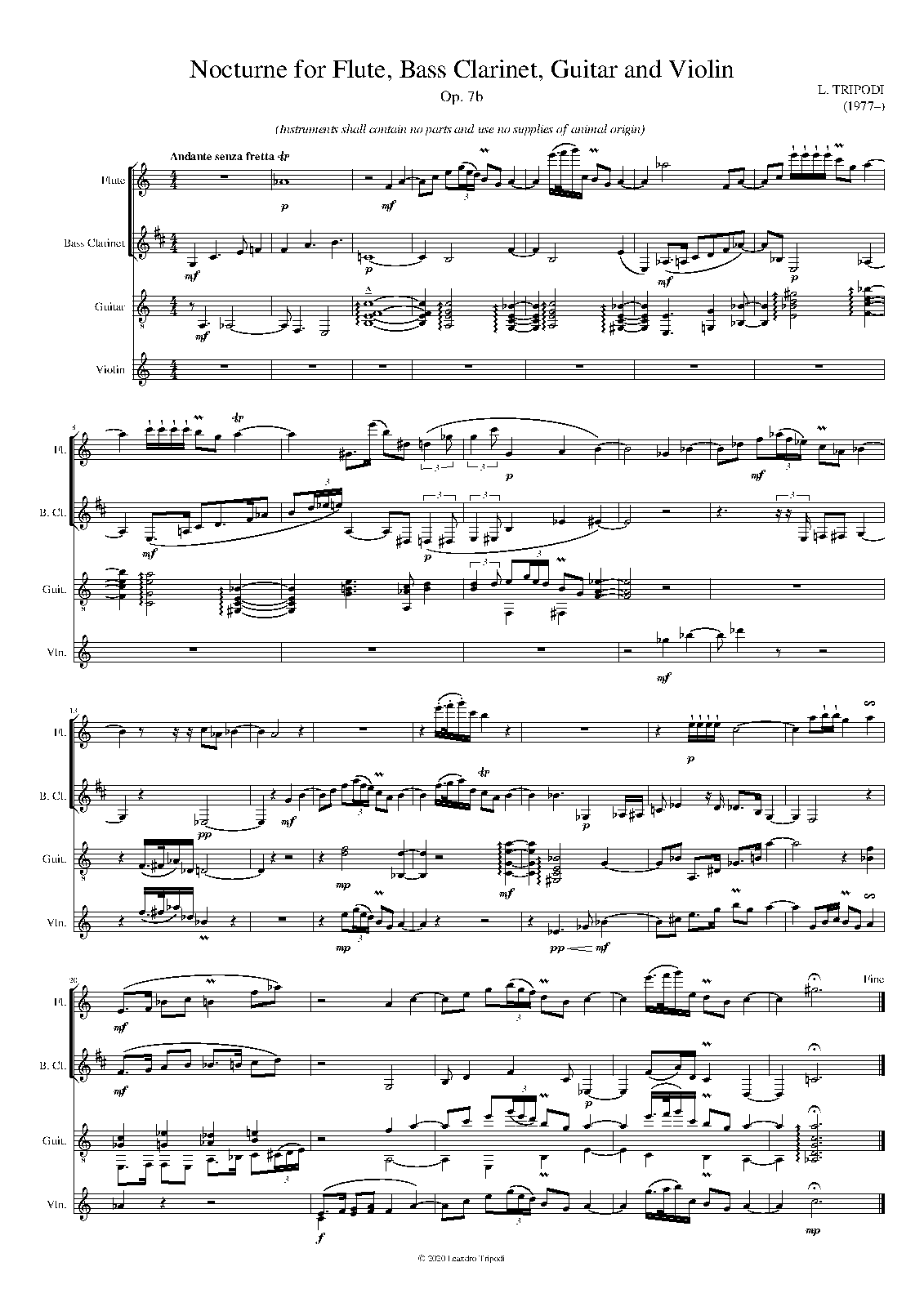 Nocturne for Flute, Bass Guitar and Violin, Op.7b (Tripodi, Leandro) IMSLP