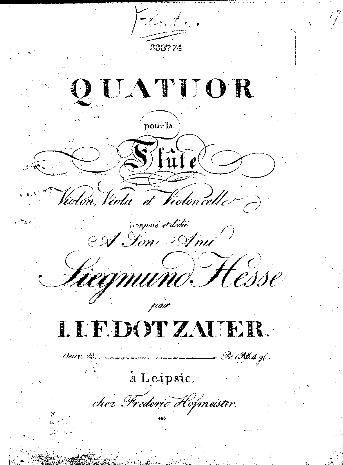 Flute Quartet, Op.23 (Dotzauer, Friedrich) - IMSLP