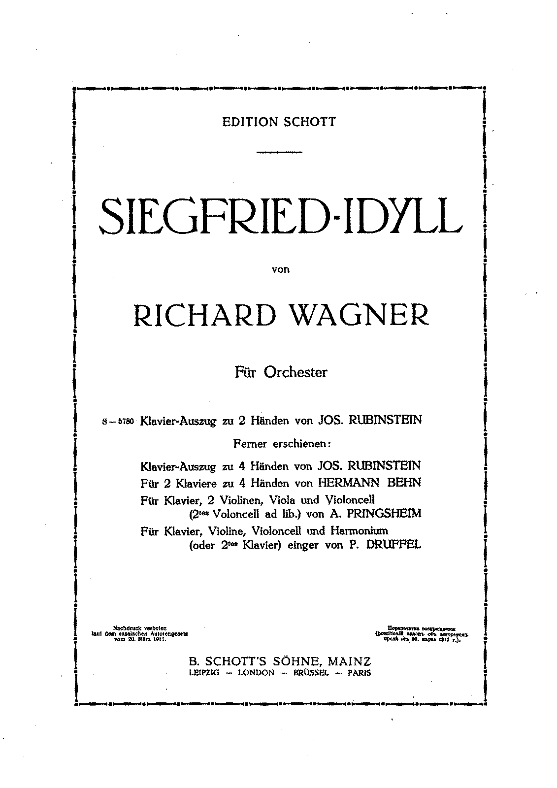 Siegfried-Idyll, WWV 103 (Wagner, Richard) - IMSLP: Free Sheet Music ...