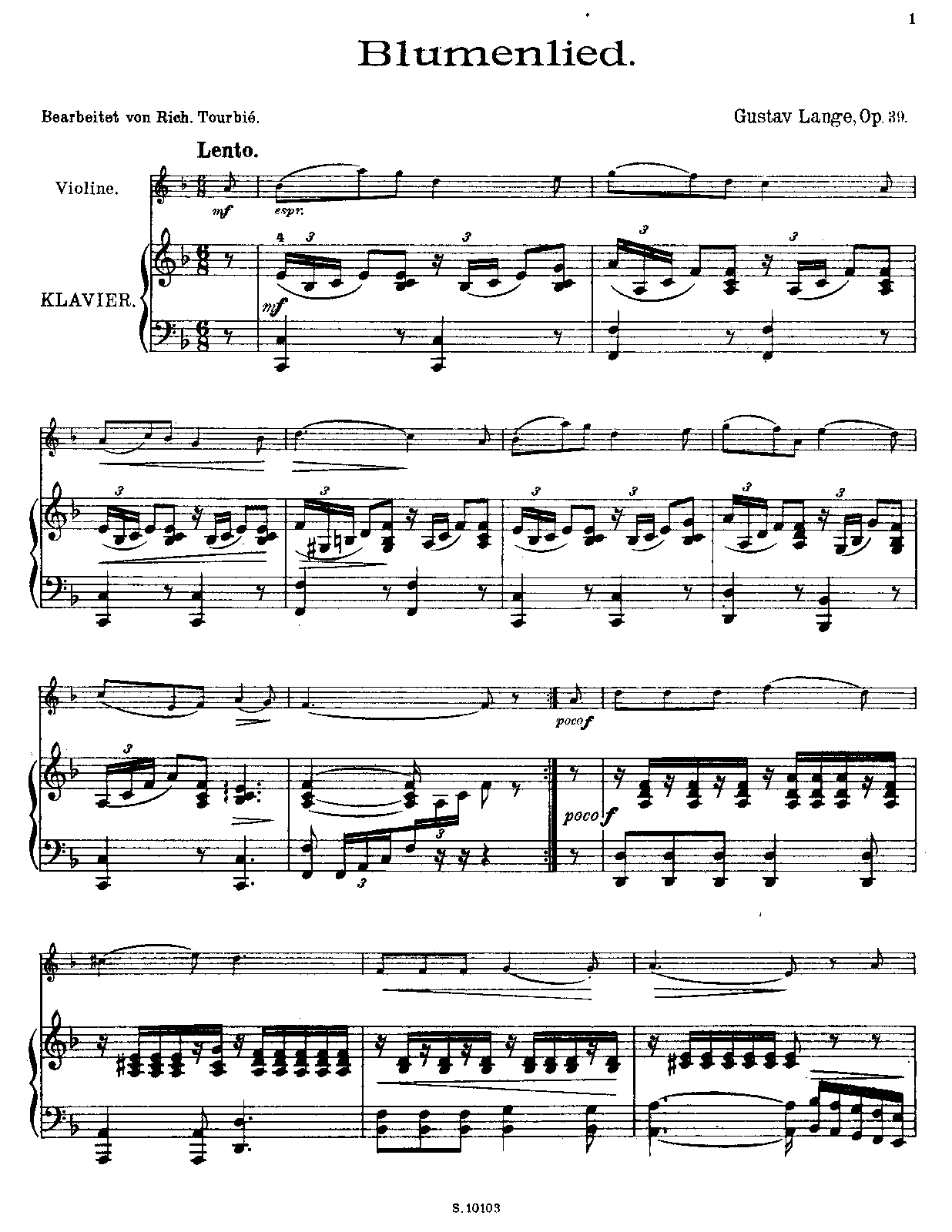 Blumenlied, Op.39 (Lange, Gustav) IMSLP Free Sheet Music PDF Download
