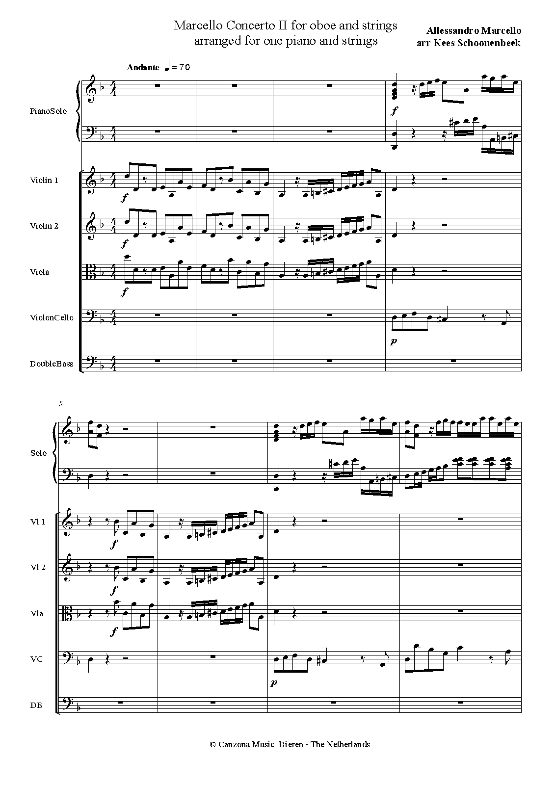 Oboe Concerto in D minor, S.Z799 (Marcello, Alessandro) IMSLP Free Sheet Music PDF Download