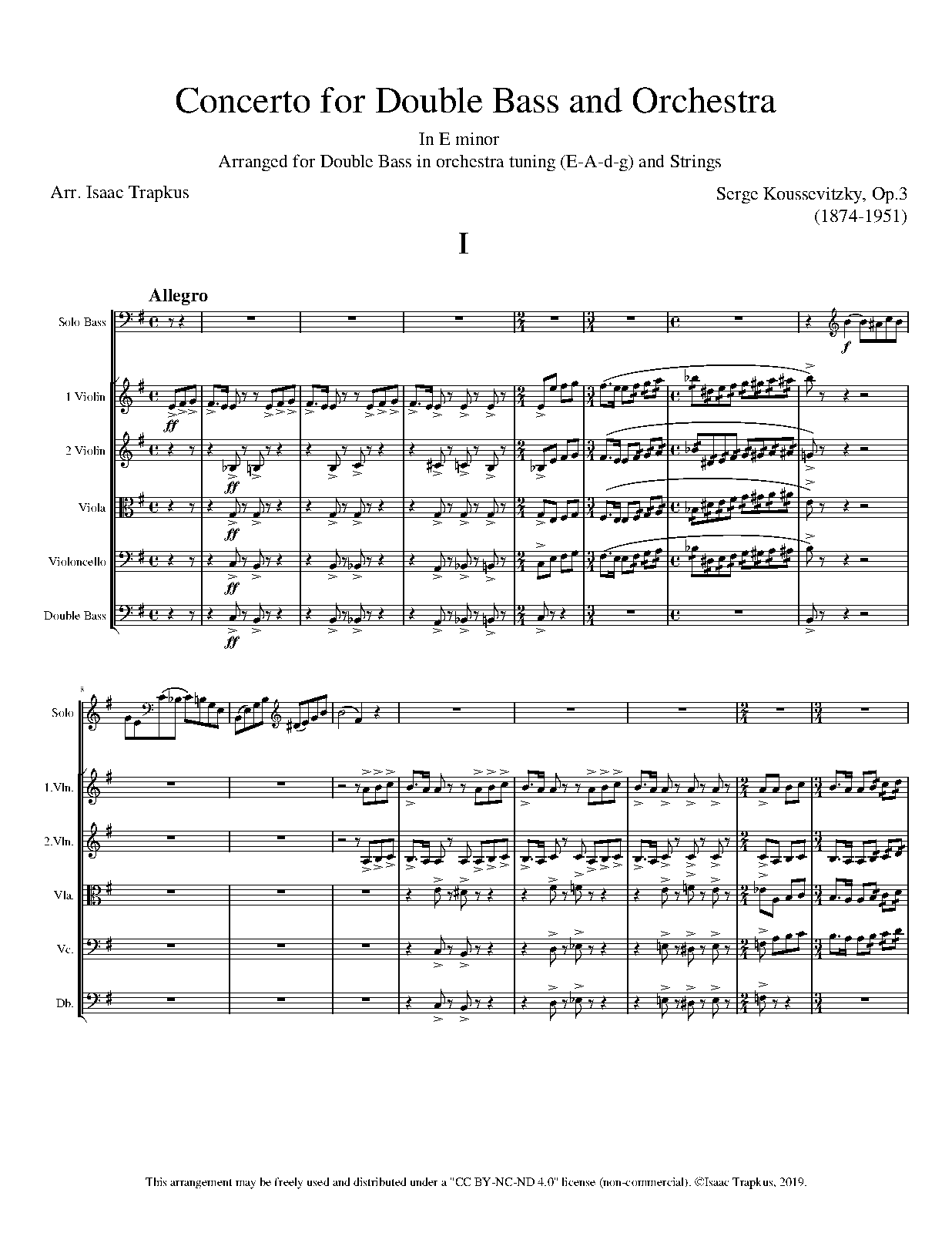 Double Bass Concerto, Op.3 (Koussevitzky, Serge) IMSLP Free Sheet