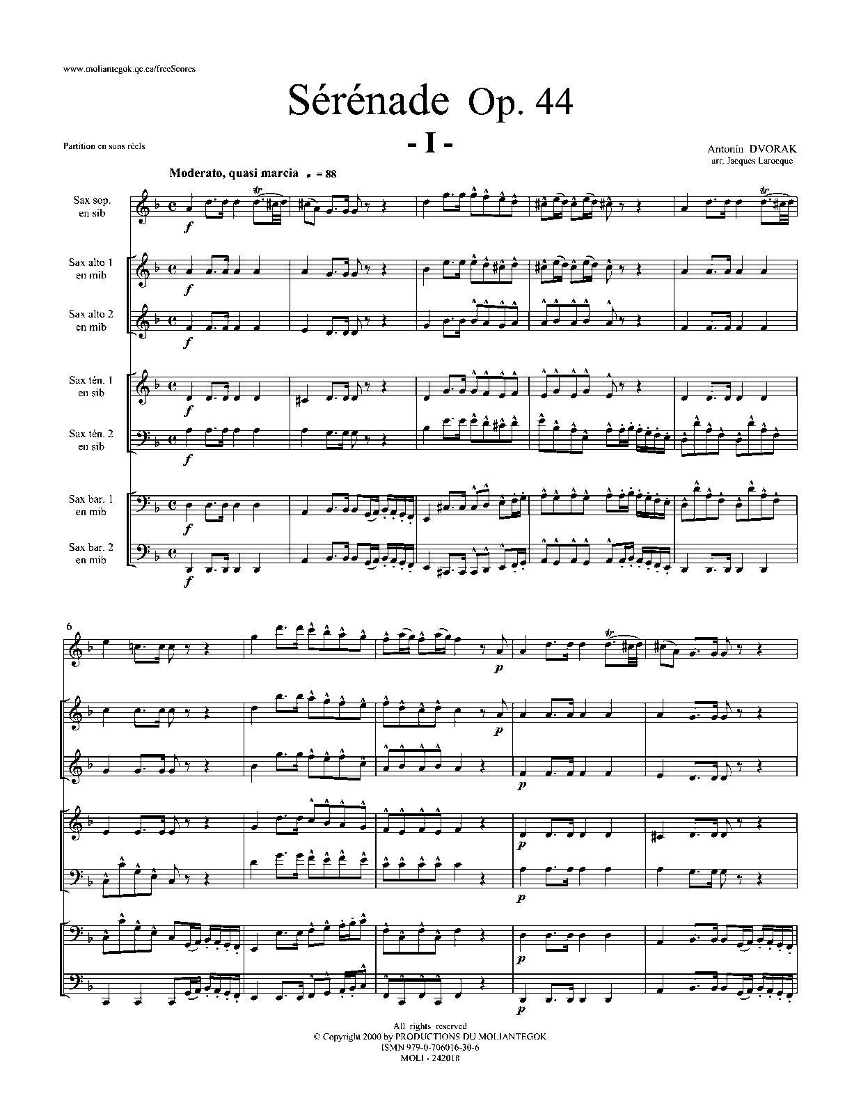 Serenade for Wind Instruments, Op.44 (Dvořák, Antonín) IMSLP Free