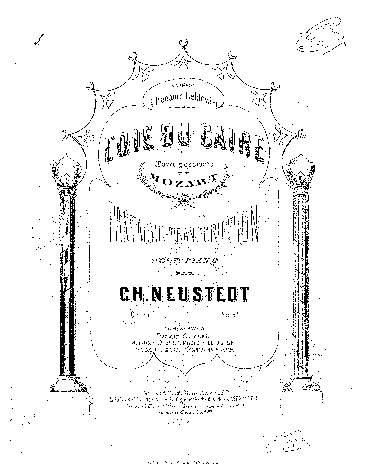 Fantaisie-transcription Sur 'L'oca Del Cairo', Op.75 (Neustedt, Charles ...