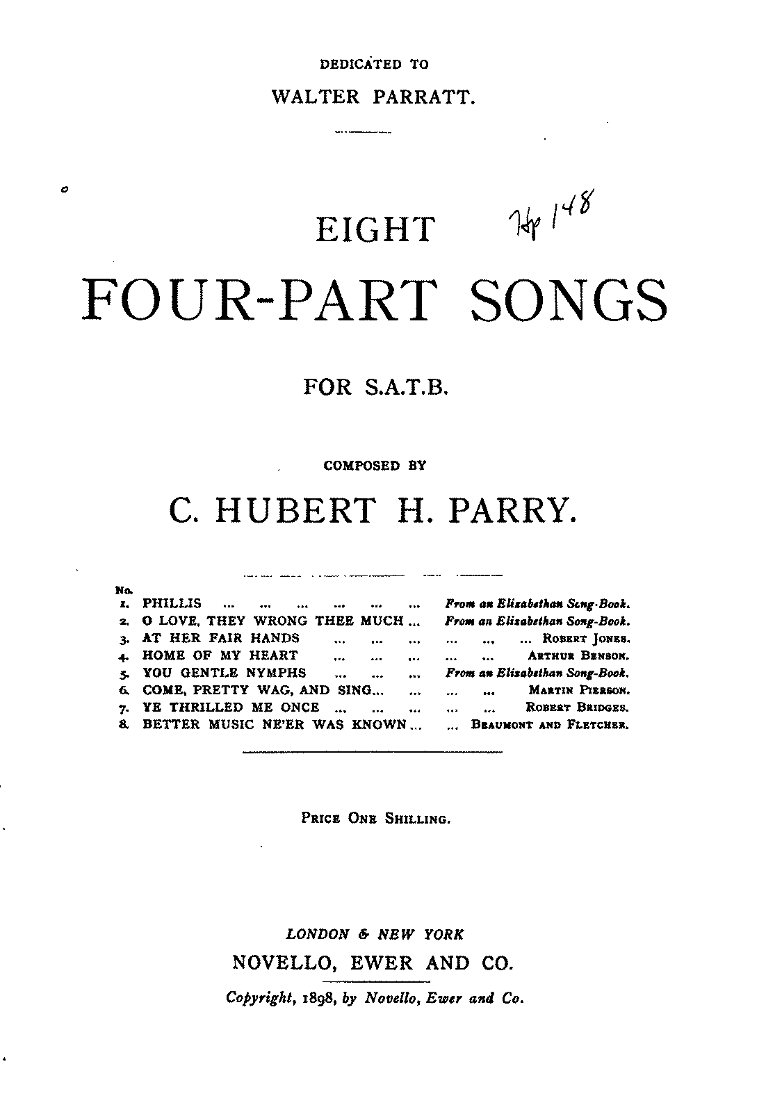 8 Four-Part Songs (Parry, Charles Hubert Hastings) - IMSLP