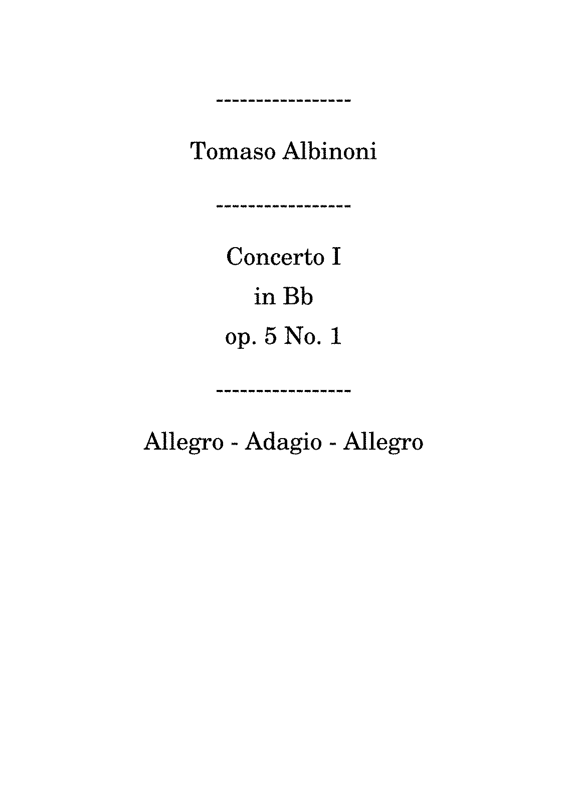 Violin Concerto in B-flat major, Op.5 No.1 (Albinoni, Tomaso) - IMSLP