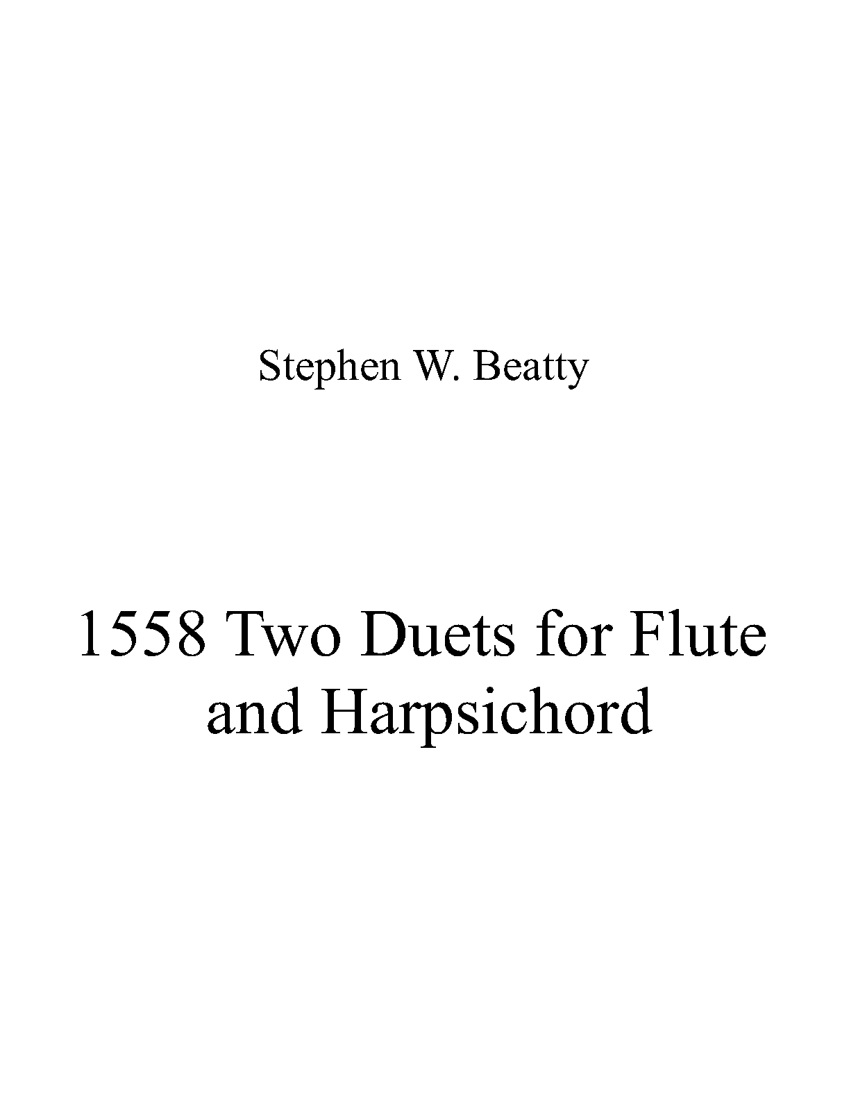 Two Duets for Flute and Harpsichord