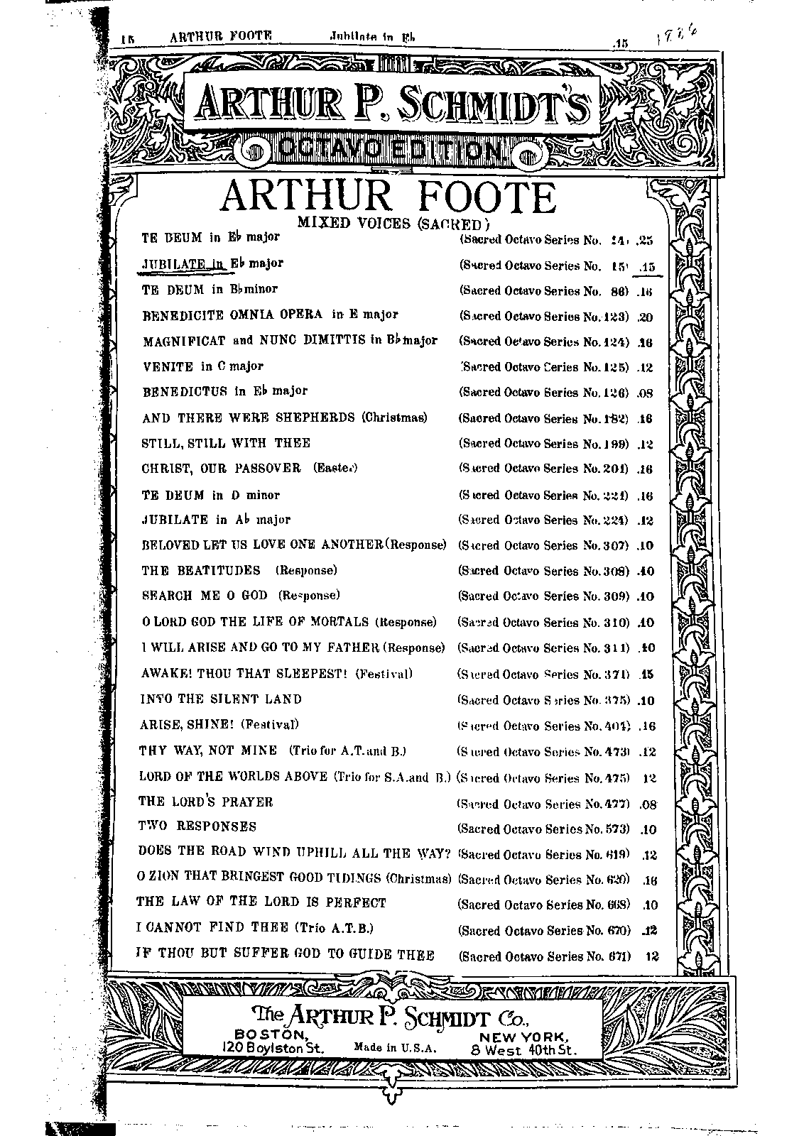 Te Deum and Jubilate in Eflat major, Op.7 (Foote, Arthur) IMSLP