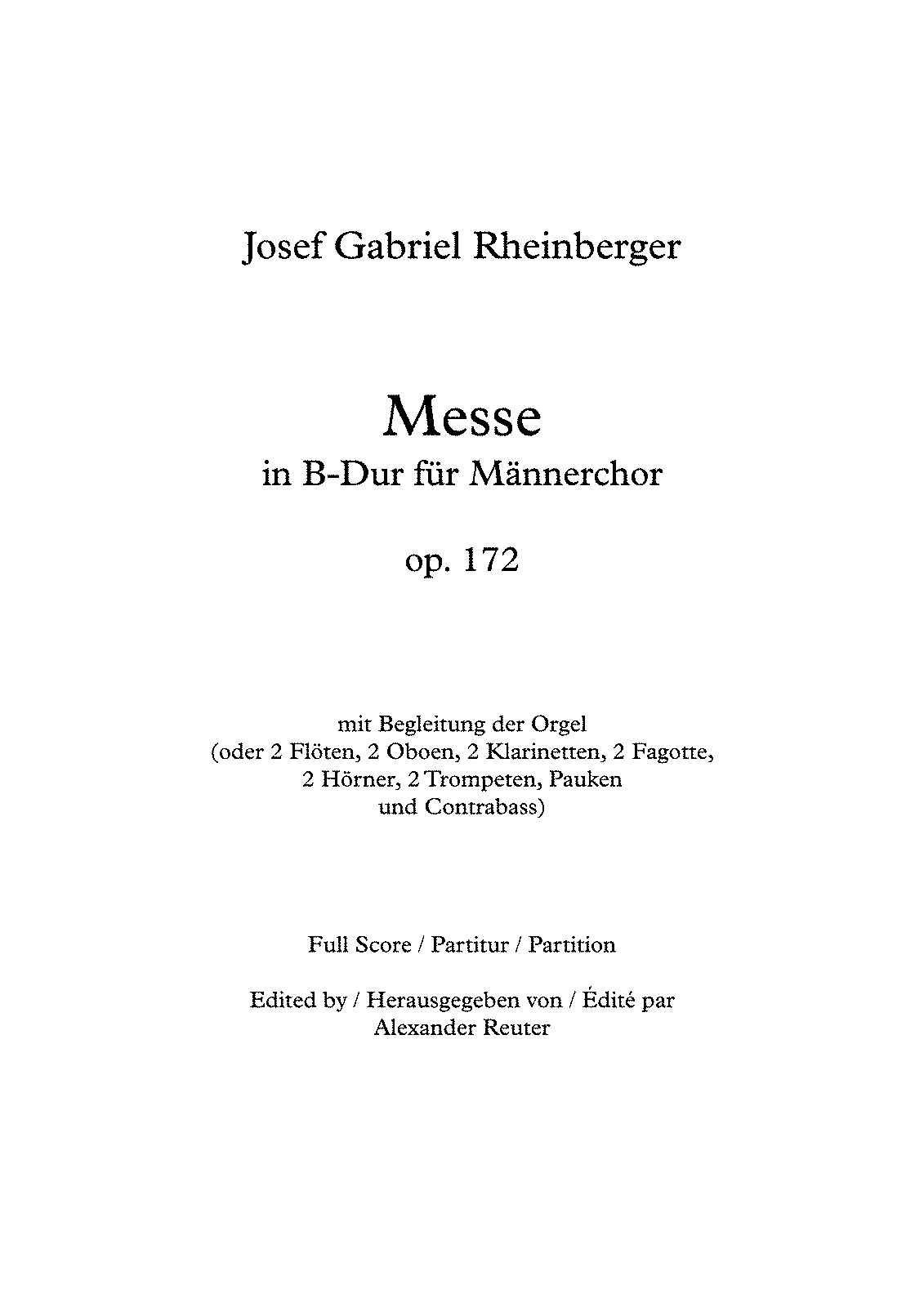 Mass In B-flat Major, Op.172 (Rheinberger, Josef Gabriel) - IMSLP