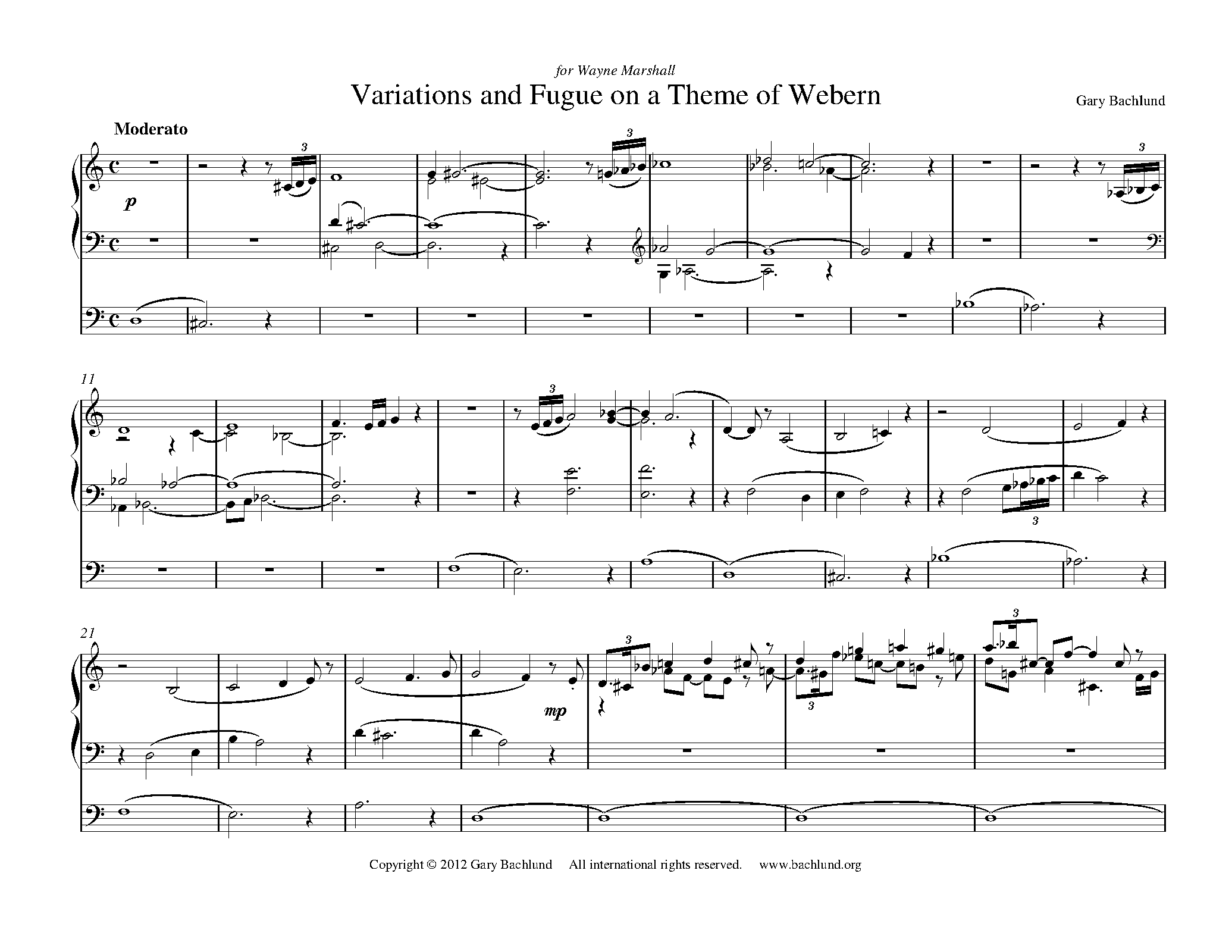 Variations and Fugue on a Theme of Webern (Bachlund, Gary) IMSLP