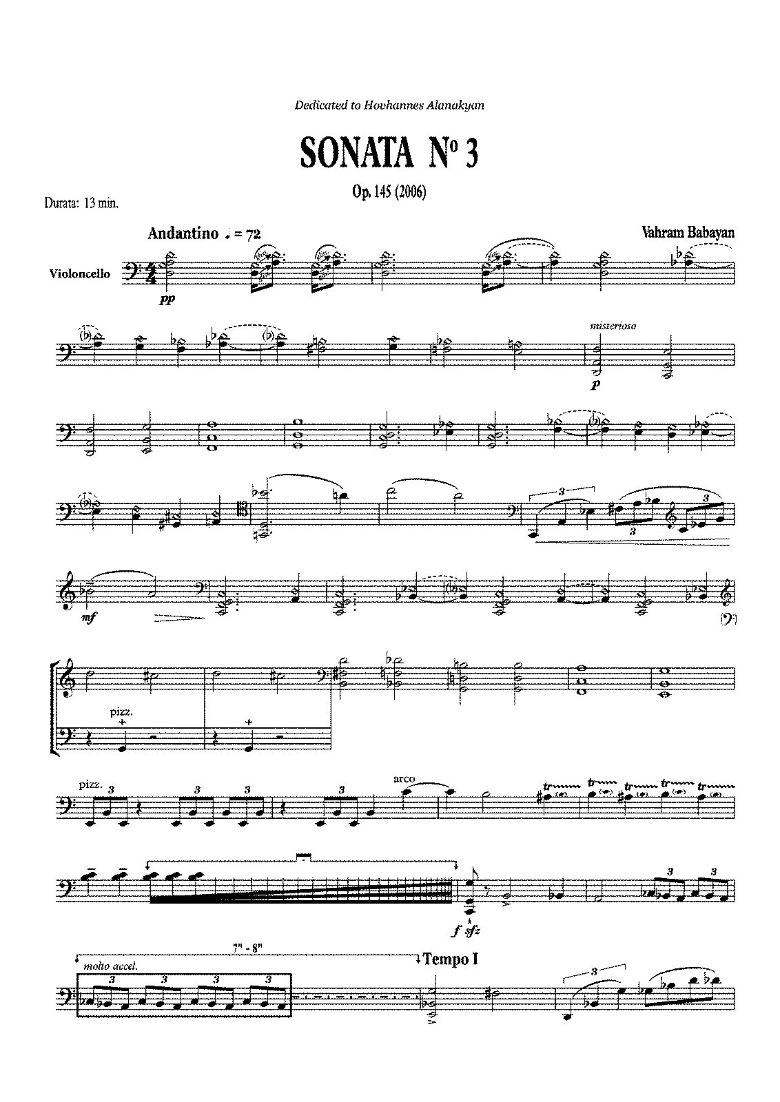 Cello Sonata No.3, Op.145 (Babayan, Vahram) - IMSLP