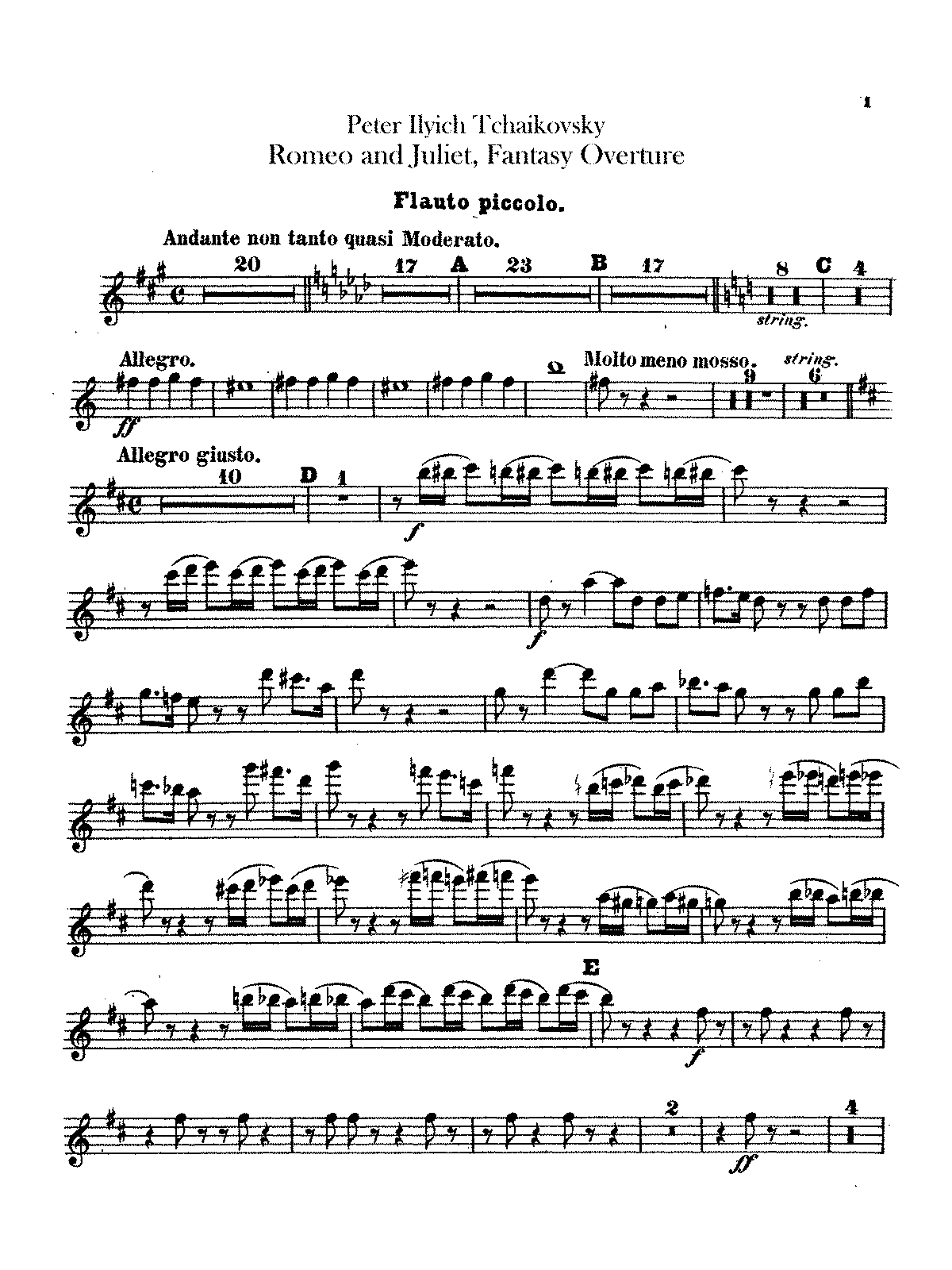 Чайковский Ромео и Джульетта Увертюра-фантазия Ноты для фортепиано
