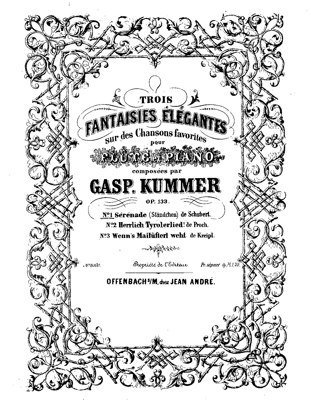 3 Fantaisies élégantes sur des chansons favorites, Op.133