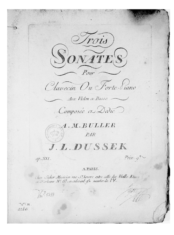 Trois sonates pour le clavecin ou le forte-piano avec accompagnement de violon