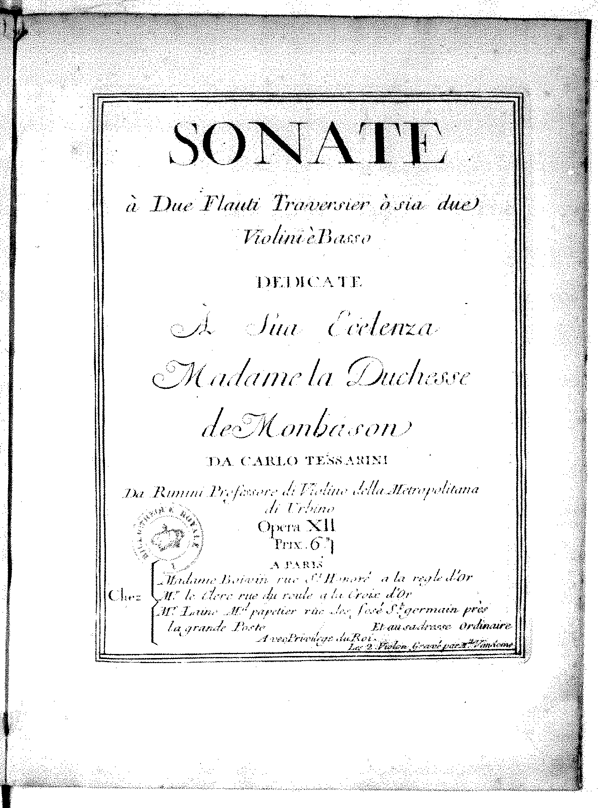 6 Trio Sonatas, Op.12 (Tessarini, Carlo) - IMSLP: Free Sheet Music PDF ...