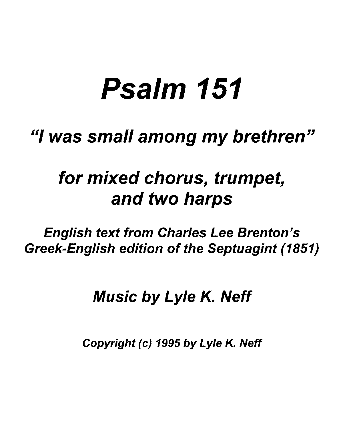 Psalm 151 (Neff, Lyle K.) - IMSLP