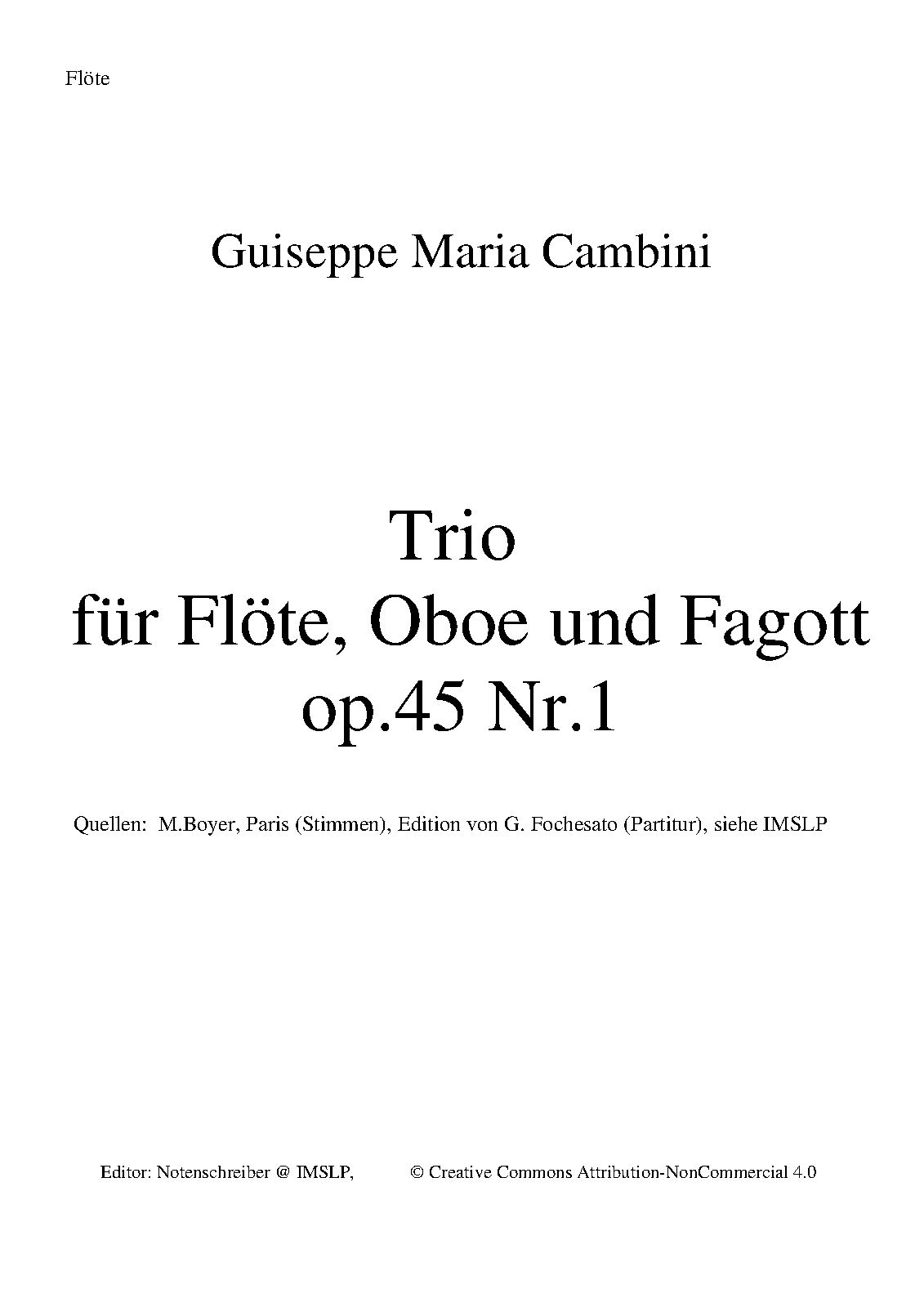 6 Trios for Flute, Oboe and Bassoon, Op.45 (Cambini, Giuseppe Maria