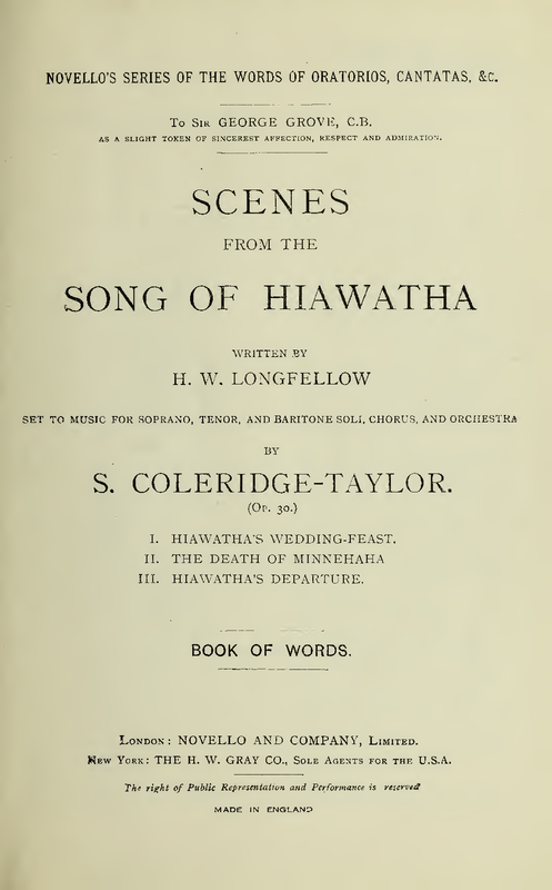 The Song of Hiawatha, Op.30 (ColeridgeTaylor, Samuel) IMSLP Free