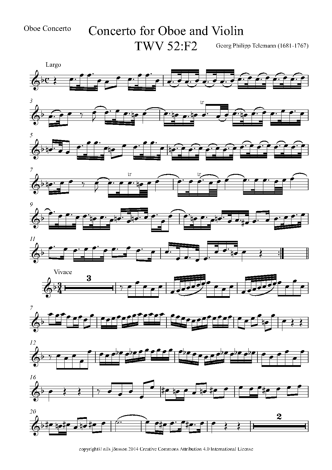 Concerto for Oboe and Violin, TWV 52F2 (Telemann, Philipp) IMSLP