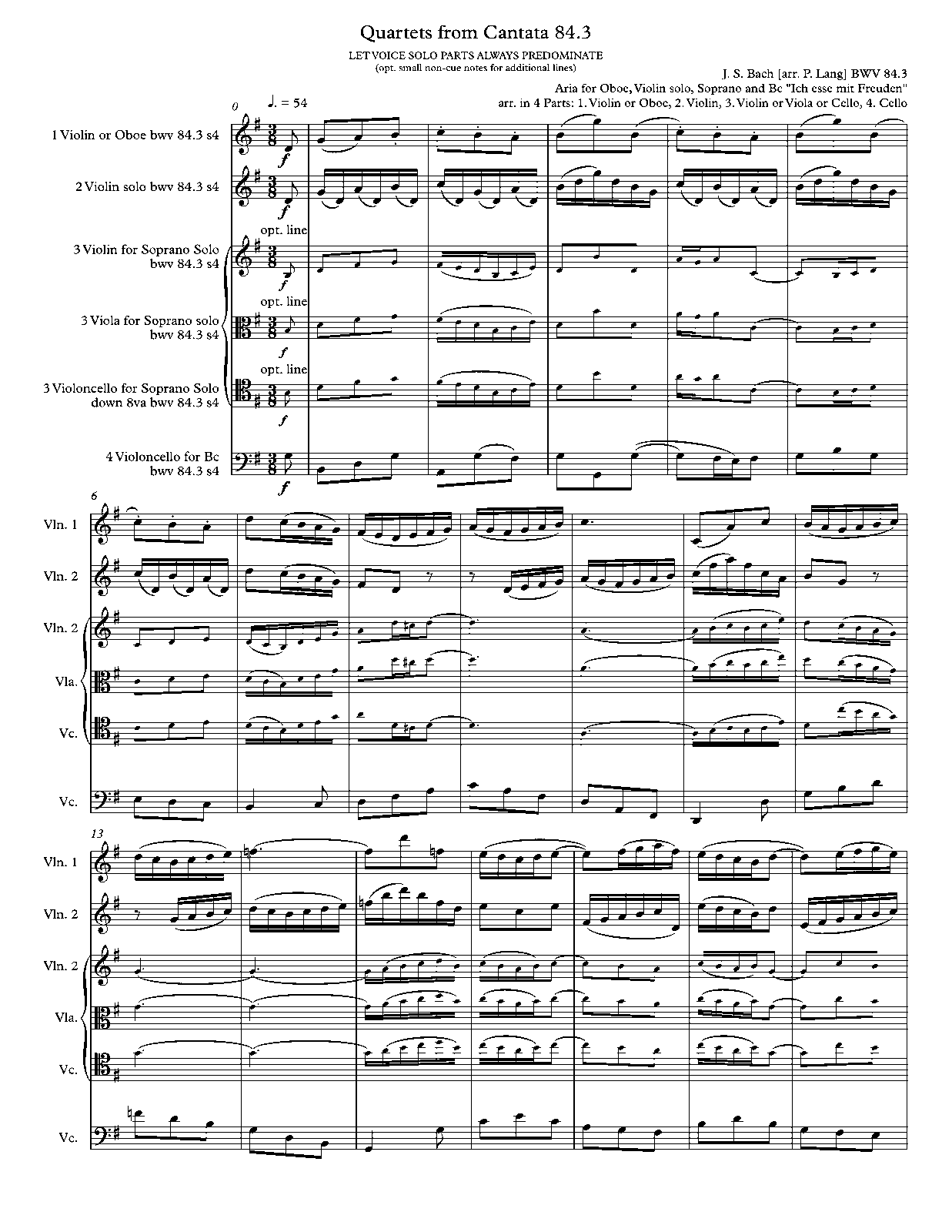 Ich bin vergnügt mit meinem Glücke, BWV 84 (Bach, Johann Sebastian