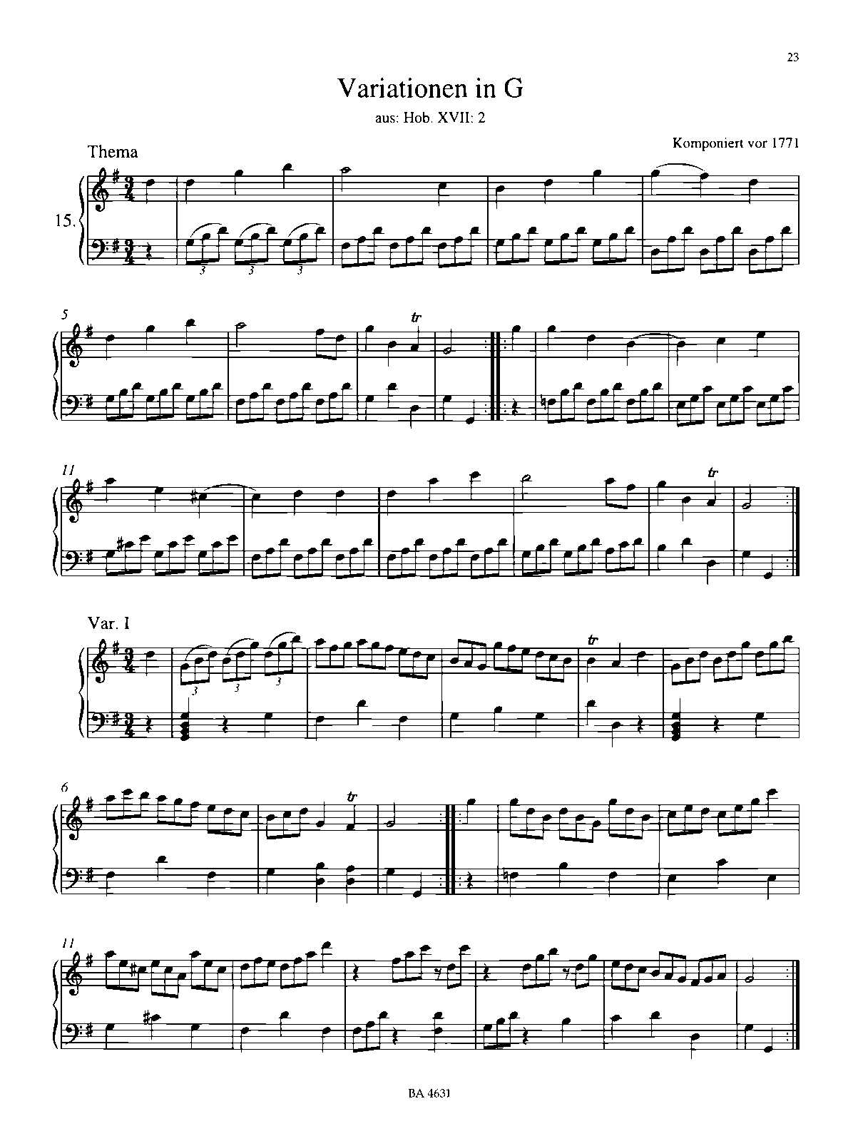 Variations in A major