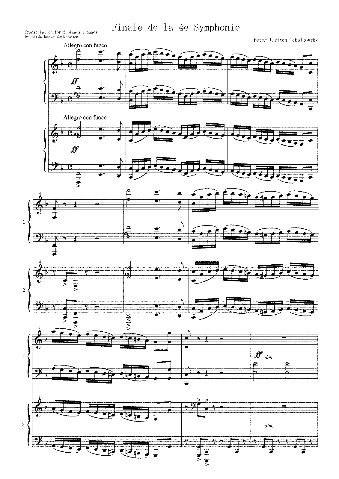 Symphony No.4, Op.36 (Tchaikovsky, Pyotr) - IMSLP: Free Sheet Music PDF ...