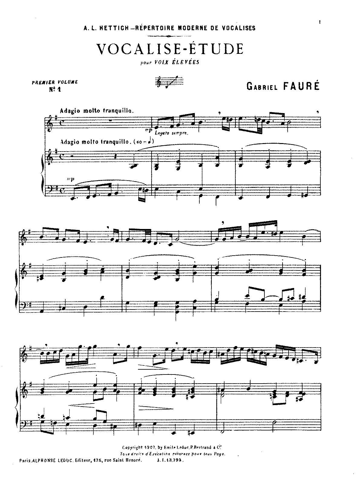 Vocalise-étude (Fauré, Gabriel) - IMSLP: Free Sheet Music PDF Download