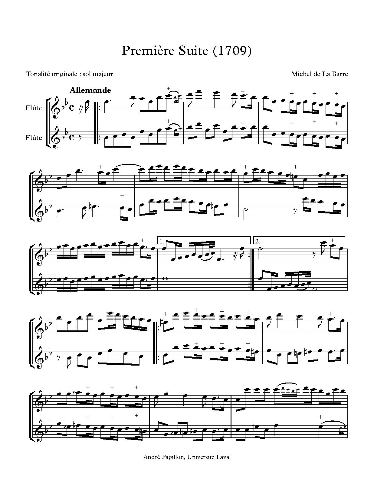 Suite No.1 for 2 Flutes (La Barre, Michel de) IMSLP Free Sheet Music