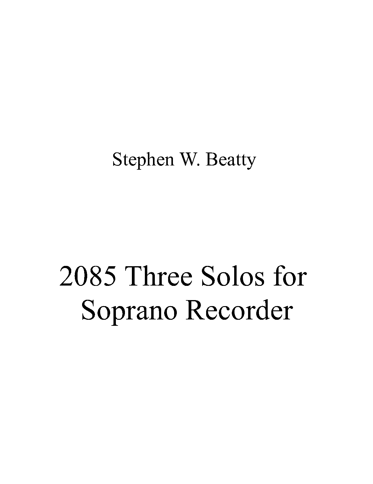 Three Solos for Soprano Recorder