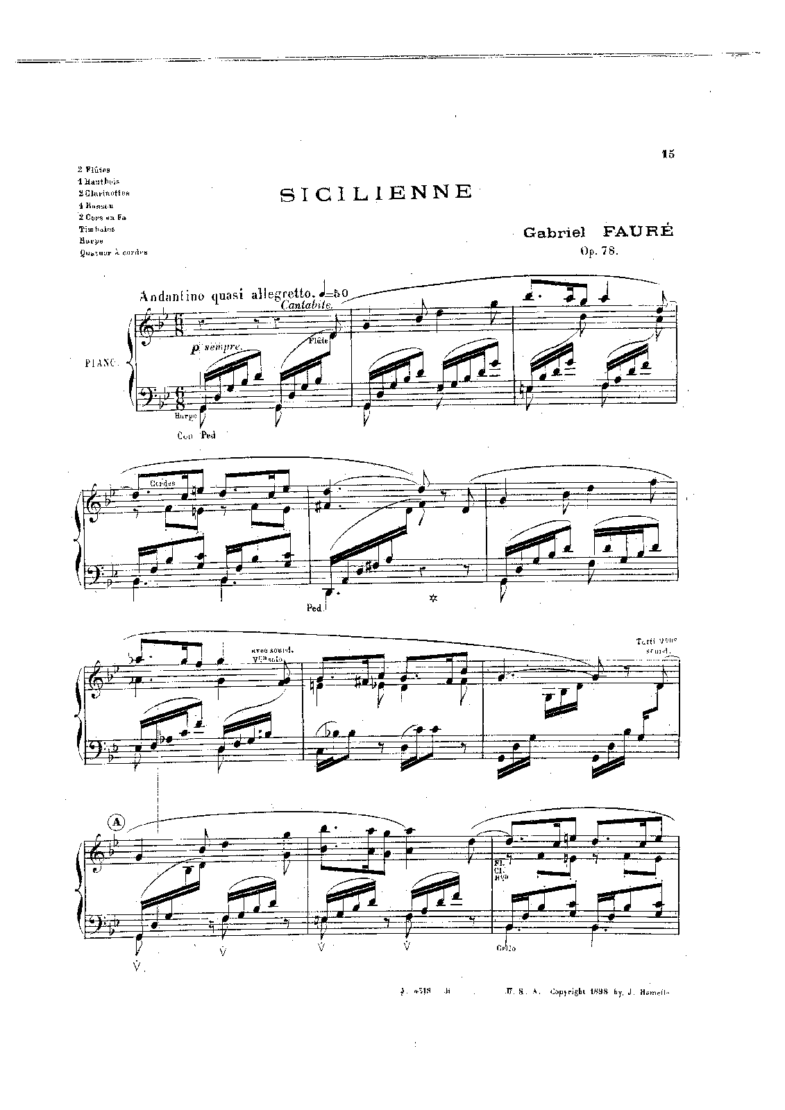 Sicilienne, Op.78 (Fauré, Gabriel) IMSLP Free Sheet Music PDF Download