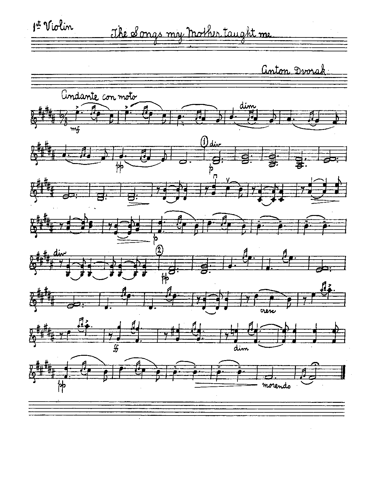 File:PMLP87717-06. DVORAK - SONGS MY MOTHER TAUGHT ME, OP. 55.4 (B) 1 OF 2 - Violins I.pdf