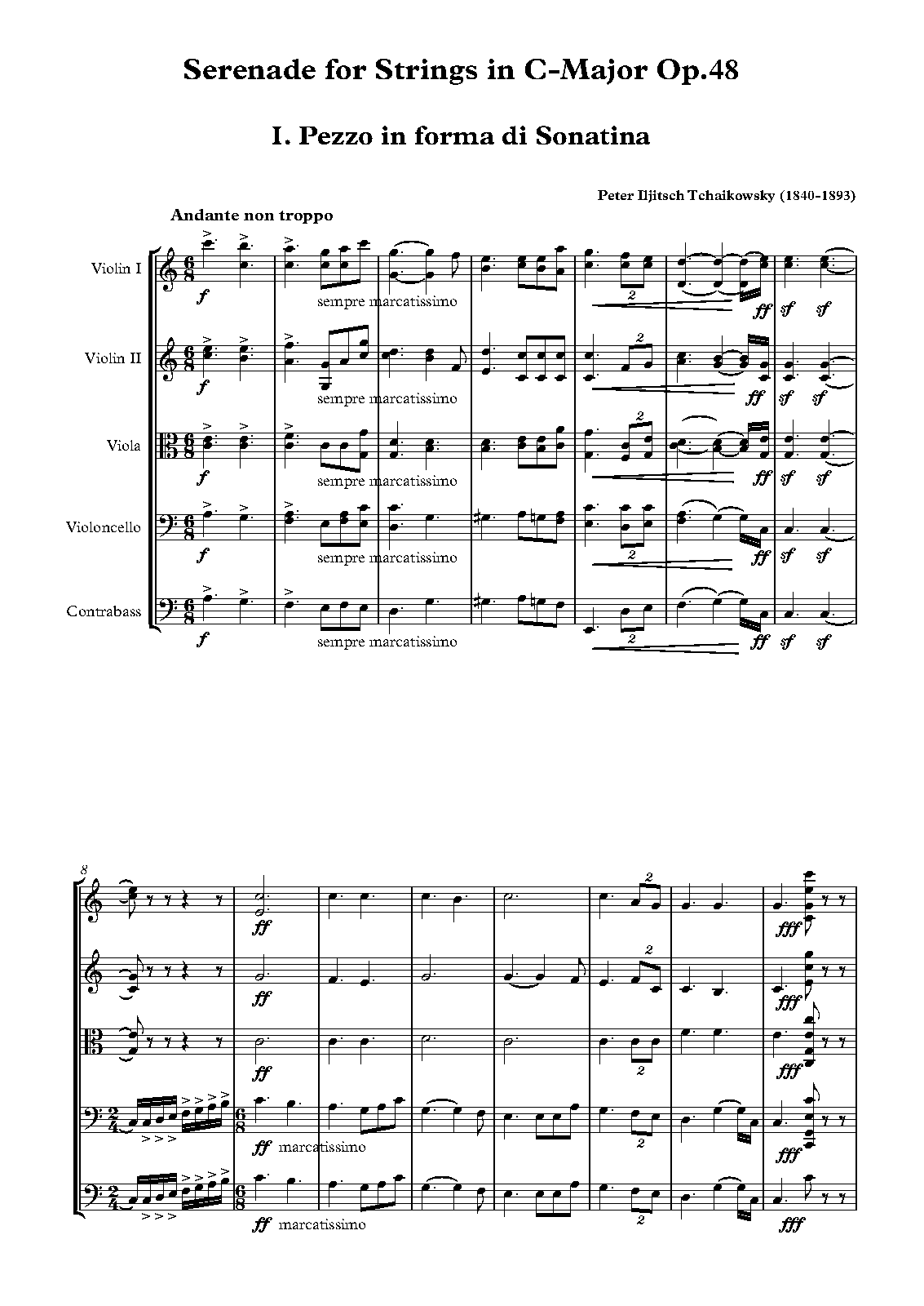 Serenade for String Orchestra, Op.48 (Tchaikovsky, Pyotr) IMSLP Free Sheet Music PDF Download