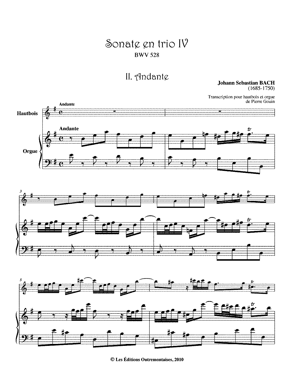 Organ Sonata No4 In E Minor Bwv 528 Bach Johann Sebastian Imslp Free Sheet Music Pdf 